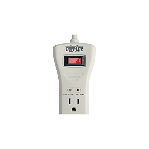 Eaton Tripp Lite Series SUPER7 Flat Plug Power Strip Surge Protector, 7 Outlets, 7ft Extension Cord, 2160 Joules, UL Listed & Certified, White, Lifetime Manufacturer's Warranty & $75,000 Insurance