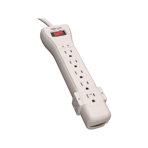 Eaton Tripp Lite Series SUPER7 Flat Plug Power Strip Surge Protector, 7 Outlets, 7ft Extension Cord, 2160 Joules, UL Listed & Certified, White, Lifetime Manufacturer's Warranty & $75,000 Insurance