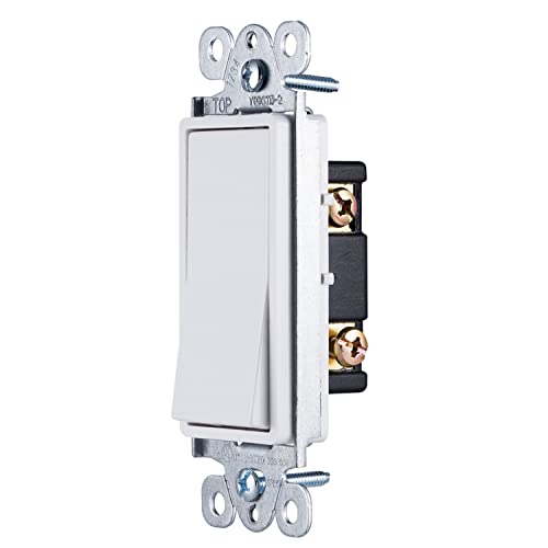GE Paddle Rocker Switch - Single Pole Switch, On/Off, Replacement for Light Switches & Ceiling Fans, Grounding, UL Listed, White, 50726