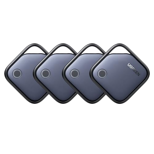 UGREEN FineTrack Air Tracker Tags (iOS Only) 4 Pack, 2-Year Replaceable Battery Bluetooth Tracker Compatible with Apple Find My, Item Finder Smart Tag for Keys, Luggage - [Apple Find My Certified]