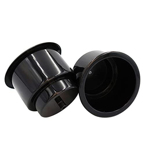 Yuanhe Black Plastic Cup Drink Holder Insert with Drain for Marine Boat RV Camper, 4PCS
