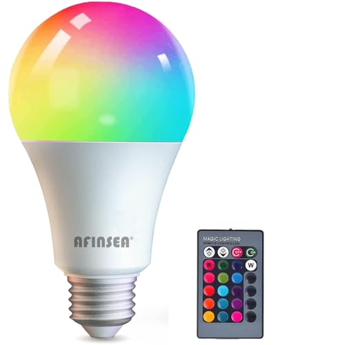 RGB Color Changing Light Bulbs,9W RGB LED Light Bulbs,40W Equivalent A19 E27/E26 Warm White 6500K,16 Color Multicolor Light Bulb Dimmable Light for Home Party Bedroom Outdoor(1Pack)