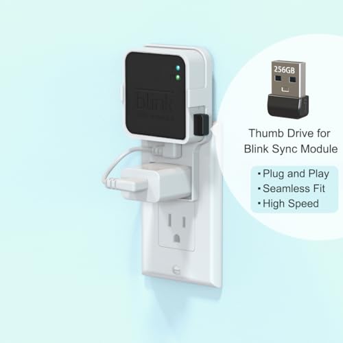 256GB Blink USB Flash Drive, with Outlet Wall Mount for Sync Module, Space-Saving Mount Bracket Holder for Blink Outdoor/Indoor Security System (Sync Module 2 is NOT Included),1Pack