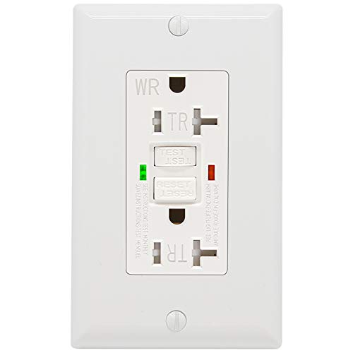 GFCI Outlet 20 Amp, UL Listed, LED Indicator, Tamper-Resistant, Weather Resistant Receptacle Indoor or Outdoor Use with Decor Wall Plates and Screws