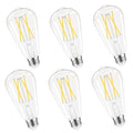 Dimmable Edison Bulbs, 4000K Daylight White, 6W Equivalent to 60 watt E26 LED Bulb, ST58 Vintage Light Bulbs, 600LM, 90+ CRI, E26 Base, Clear Glass, 6 Pack