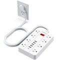 Power Strip with USB,Surge Protector Flat Plug with 8 Widely Spaced Outlets and 6 USB Ports(1 USB C), 5ft Extension Cord Wall Mountable Phone Tablet Laptop Computer Multiple Devices