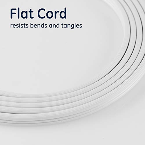 GE 3-Outlet Flat Extension Cord 15 Ft Grounded Extension Cord with Multiple Outlets 3 Prong Outlet Extender Flat Plug Power Strip Indoor 16 Gauge UL Listed White 56986