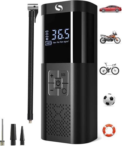 Tire Inflator Portable Air Compressor 150PSI Cordless Air Pump For Car Tires With Digital Pressure Gauge Auto Shut-Off Type C Charging And LED Light For Cars Motorcycles Bicycles Balls And More