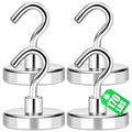 MIKEDE Magnetic Hooks Heavy Duty, 170Lbs+ Super Strong Magnet Hooks for Cruise Essentials, Neodymium Earth Magnets with Hook for Hanging, Magnetic Hanger for Fridge, Toolbox, Storage - 4 Pack
