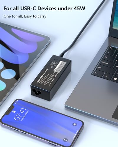 45W USB C Laptop Charger Compatible with HP Chromebook X360 14 14-ca051wm 14-ca091wm 14-ca0061dx 14a-nf0099nr 14a-na0226nr Type C Charger Fast Charging Power Supply Adapter Cord