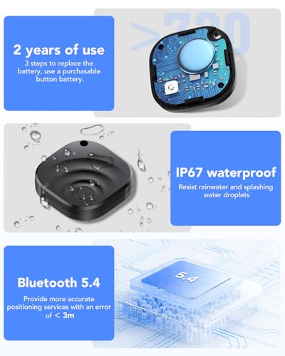 2026 Air Tracker Tags Item Locator for Android & iOS Bluetooth Tracker Smart Tags Compatible with Apple Find My (iOS) & Google's Find Hub(Android) for Keys, Luggage, Wallet, Vehicles (4 Pack Black)