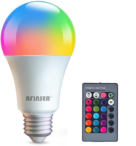 RGB Color Changing Light Bulbs,RGB LED Light Bulbs,9W Warm White 6500K,40W Equivalent,16 Color Multicolor A19 E27/E26 Dimmable Memory Function, for Home Decoration,Stage,Bar,Party