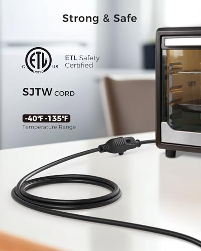 [ETL Listed] Cable Matters 2-Pack 16 AWG Heavy Duty 13A Power Extension Cord - 10ft, 3 Prong Power Cord Extension, NEMA 5-15P to NEMA 5-15R, Black