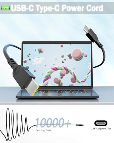 2026 Slim 65W USB C Laptop Charger Compatible with Lenovo Thinkpad/Yoga/Chromebook Computer Type C Fast Charging Power Cord Ac Adapter