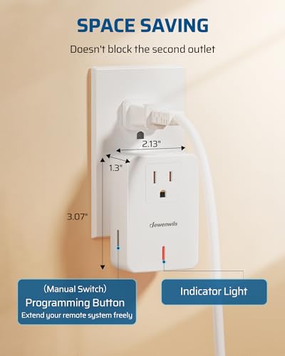 DEWENWILS Remote Control Outlet Wireless Wall Mounted Light Switch, Electrical Plug in On Off Power Switch for Lamp, Fan, Household Appliance, No Wiring, 100 Feet RF Range, ETL Listed, Programmable