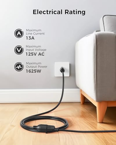 [ETL Listed] Cable Matters 2-Pack 16 AWG Heavy Duty 13A Power Extension Cord - 10ft, 3 Prong Power Cord Extension, NEMA 5-15P to NEMA 5-15R, Black