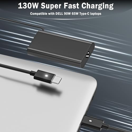 130W USB-C Laptop Charger for Dell XPS & Precision – Type-C Power Adapter for XPS 15 2-in-1, Precision 5530/5550/5750 & Latitude Series