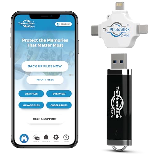 ThePhotoStick® Omni 128GB USB Flash Drive & Memory Stick – Automatic Photo & Video Backup for iPhone, Android, Mac & PC – Multiport Connection to Easily Store & Transfer Files