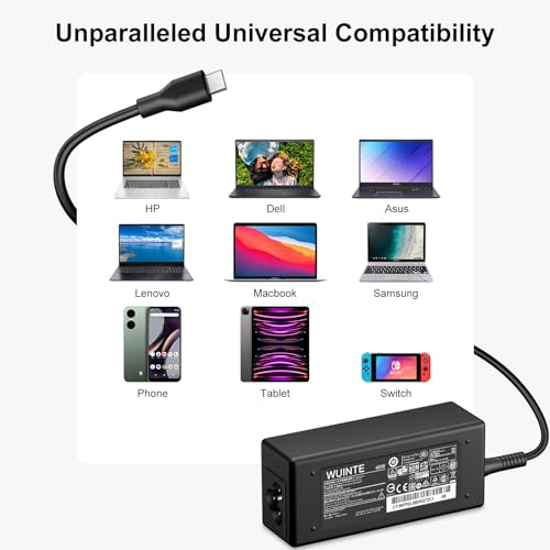 USB C Laptop Charger Compatible with HP Dell Lenovo Asus Acer Samsung Google Chromebook Type C Power Cord