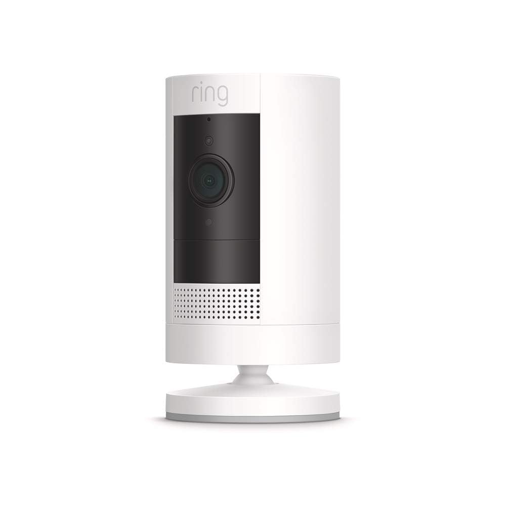 Ring Outdoor Cam (Stick Up Cam), Weather-resistant home or business security camera, outdoor ready, Live View, Color Night Vision, Two-Way Talk, motion alerts, Works with Alexa, White