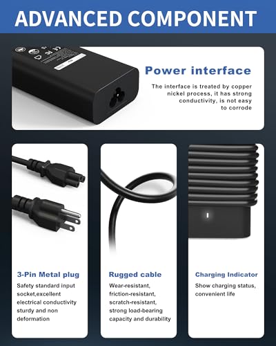 65W USB C AC Adapter Laptop Charger Compatible with Dell Latitude 3450 5520 7420 5420 5550 5450 5440 5430 5540 5530 7440 Inspiron 14 16 XPS 13 Chromebook 3100 Computer Type C Power Cord