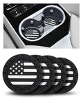 Car Cup Holder Coasters 4 Pack - American Flag 2.75 Inch Anti Slip Shockproof Drink Mat - Vehicle Interior Decor Accessories Black
