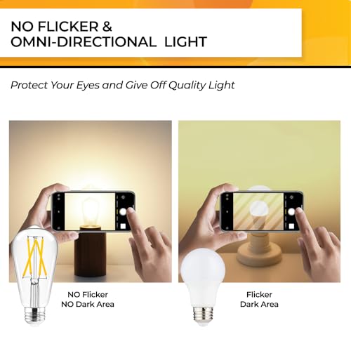 Hizashi Vintage LED Edison Bulb Dimmable, 6W Equivalent 60W, 3000k Soft White, E26 Base Led Light Bulbs, 700LM, UL Listed, High CRI 95+ Eye Protection, Clear Glass, Pack of 12