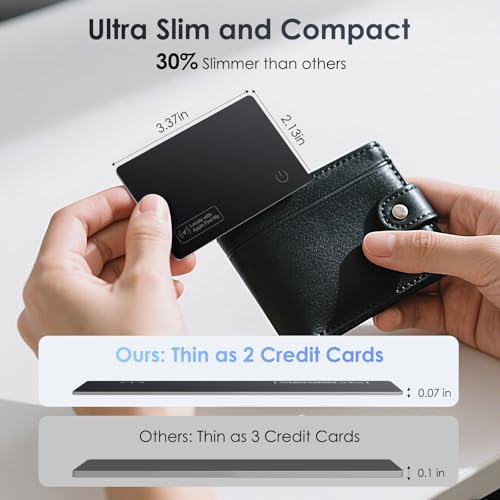 Wallet Tracker Card Air-Tag (iOS Only) - Work with Apple Find My, Bluetooth Tracker Smart Card Wallet Finder, 0.08in Slim, IP68 Waterproof, Item Locator for Luggage Tags, Passports, Purse