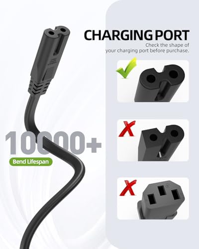 Superer Printer Power Cord Cable Fit for HP OfficeJet Pro, Envy, DeskJet Series, for Canon PIXMA MG MP MX Series, Epson Workforce, Stylus, Ecotank Printers 2 Prong Replacement, ETL Listed