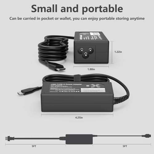 Laptop Charger-45W USB-C Power Adapter Compatible with HP Chromebook,Fast Charging for USB C Laptop Charger,6FT Type C Power Cord