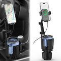 Wireless Car Charger Phone Mount Cup Holder, 3 in 1 15W Fast Charging Auto Clamping Cup Holder Expander for Car, Phone Holders for Your Car CupHolder Wireless Charger Compatible for All Smartphones