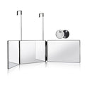 HIEEY 3 Way Mirror for Hair Cutting,360 Trifold Mirror with Height Adjustable Telescoping Hooks,and 5X Magnification,for Makeup, Hair Styling