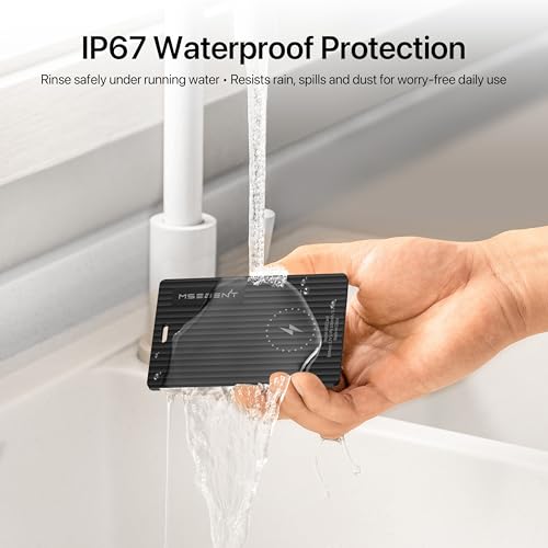 Slim Smart Tag Wallet Tracker Card, [Apple MFi Certified], Wireless Charging Tracking Card, Work with Apple Find My, Item Locator for Keys, Bags, Passport, iOS Only, IP67 Waterproof, 1 Pack