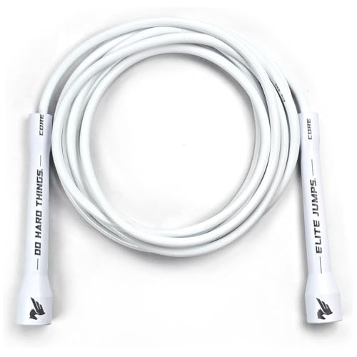 Elite Jumps Adjustable Jump Rope – 6mm PVC Training Rope for Fitness & Cardio | Indoor/Outdoor Skipping Rope with Unbreakable Handles, Non-Kinking Cord & Smooth Rotation for Boxing & Strength