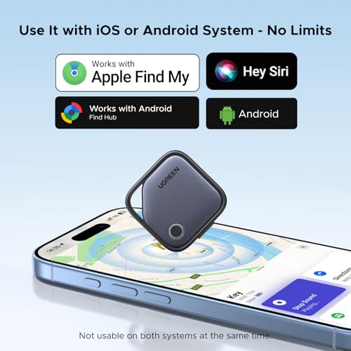 UGREEN Finder Duo (iOS and Android) Air Tracker Tags 4 Pack, Rechargeable Android Tracker Tags Bluetooth Key Finder Compatible with iOS and Android for Keys, Luggage and More
