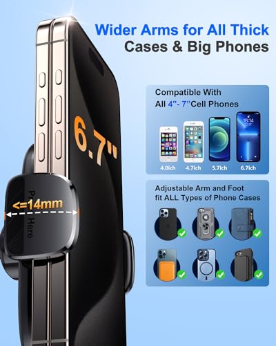 Car Phone Holder[Military-Grade 360°Suction Cup]Phone Holders for Your Car Universal Accessories Air Vent Dashboard Windshield Phone Mount Automotive Cradles Fit for Dash Mounting Kits iPhone
