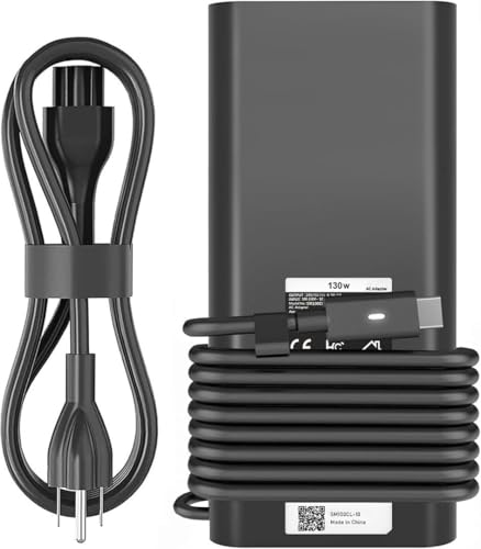 130W USB C Laptop Charger Compatible with Dell Precision 5570 5560 5550 5530 5760 5750 3560 Latitude 7410 7310 7210 9410 9510 5420 5520 5510 XPS 15 17 2in1 9575 9500 9700 Power Cord