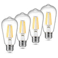 Ascher Vintage LED Edison Bulbs, 6W, Equivalent 60W, Non-Dimmable, High Brightness Warm White 2700K, ST58 Antique LED Filament Bulbs with 80+ CRI, E26 Medium Base, Clear Glass, Pack of 4
