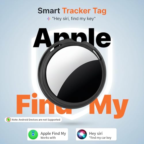 4 Pack Tracker Tags Item Finder [Apple MFi Certified]Works with Apple Find My (iOS Only) Air Bluetooth Smart Tag with Waterproof Replaceable Battery Worldwide Tracking for Key Wallet Bike Luggage Pets