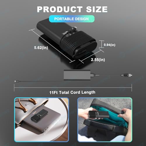 130W USB Type C Laptop Charger Compatible with Dell XPS 15 17 9500 9510 9520 9530 9700 9710 9720 2in1,Precision 5550 5560 5530 5570 5470 5480 5760,Latitude 5431 5531 AC Adapter Computer Power Cord