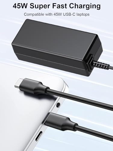 S SKSTYLE 45W USB C Laptop Charger Replacement for HP Chromebook 13 14 11 G5, Envy x360, Spectre x360 13 15, EliteBook 840 G3 G5-8.8FT Type C Fast Charging Power Cord Adapter