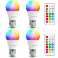 ILC RGB LED Color Changing Light Bulb, 40W Equivalent, 450LM, 2700K Warm White 5W E26 Screw Base RGBW, Flood Light Bulb- 12 Color Choices - Timing Infrared Remote Control (4 Pack)