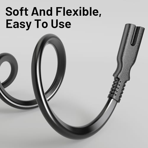 2 Prong AC Power Cord 5Ft Black, Universal Power Cable Replacement for Sony PS5/PS4/PS3 Slim, PlayStation 5 4 3, Xbox One X/S, Xbox Series X/S, TV, Printer-ETL Listed