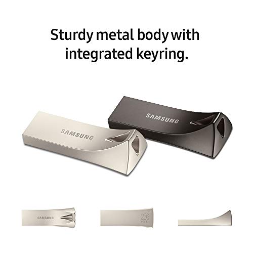 SAMSUNG BAR Plus 3.1 USB Flash Drive, 128GB, 400MB/s, Rugged Metal Casing, Storage Expansion for Photos, Videos, Music, Files, MUF-128BE4/AM, Titan Grey