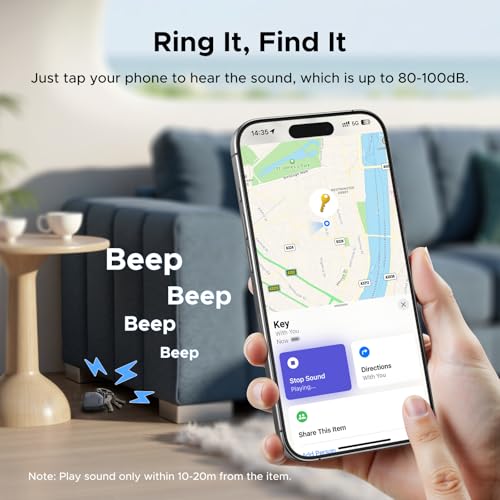 UGREEN FineTrack Air Tracker Tags (iOS Only) 4 Pack, 2-Year Replaceable Battery Bluetooth Tracker Compatible with Apple Find My, Item Finder Smart Tag for Keys, Luggage - [Apple Find My Certified]