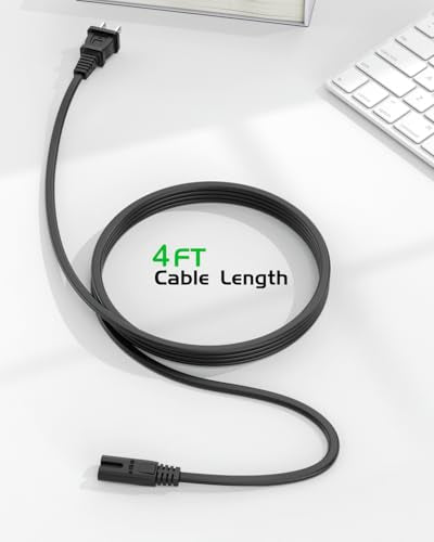 Superer Printer Power Cord Cable Fit for HP OfficeJet Pro, Envy, DeskJet Series, for Canon PIXMA MG MP MX Series, Epson Workforce, Stylus, Ecotank Printers 2 Prong Replacement, ETL Listed