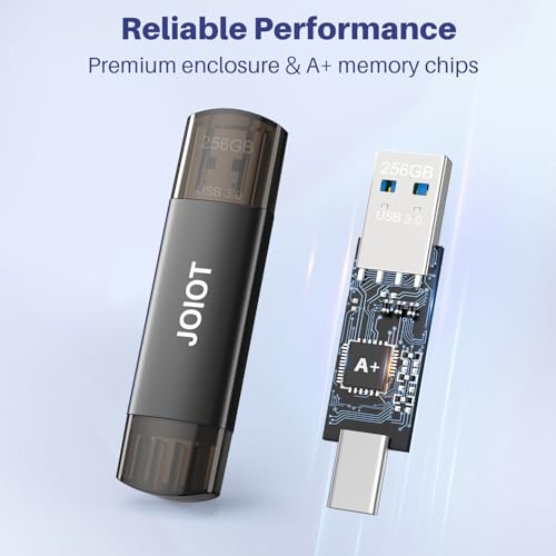 JOIOT 128GB USB C Flash Drive Dual USB 3.0 Flash Drive Type C + USB A Portable Type-C Flash Drive 2-in-1 USB-C Thumb Drive for Smartphone Tablet Computer Mac iPhone 15 Black