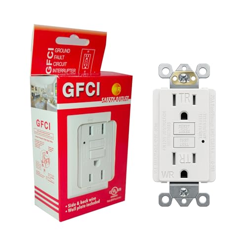 (15 AMP - 1 Pack) GFCI Outlet WR White – Tamper Resistant, Weather Resistant GFI Receptacle with Self-Test, LED Indicator,UL Listed, Easy Install – Ground Fault Outlet for Outdoor Use & Bathroom