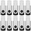 Enfain 16GB USB 2.0 Flash Drive 10 Pack | 160GB Total Swivel Thumb Drives with Labels for Office, School & Bulk Data Storage (Black)