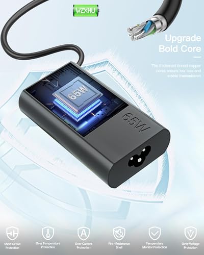 2026 Slim 65W USB C Laptop Charger Compatible with Lenovo Thinkpad/Yoga/Chromebook Computer Type C Fast Charging Power Cord Ac Adapter